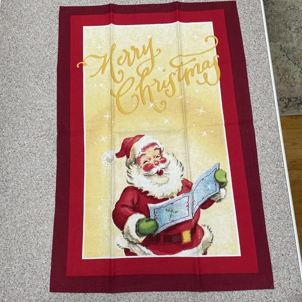 Beautiful Williams Sonoma Santas List Tea Towel Merry Christmas!